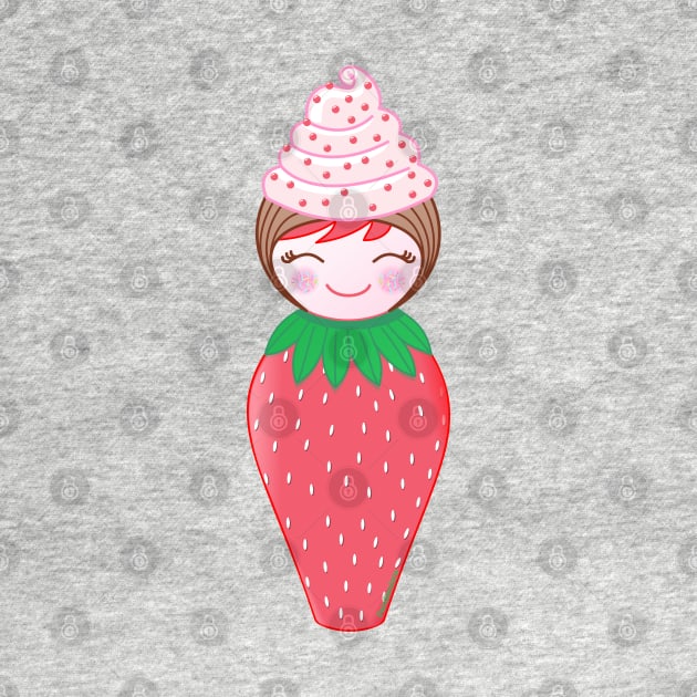 Kokeshi Strawberry Cupcake by Pendientera